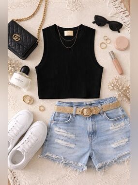 Wilfred Black Ribbed Sleeveless Knit Tank Top Size S Minimalist EUC